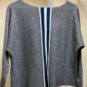 INC International Concepts Gray Sweater with Teal and White  Stripe